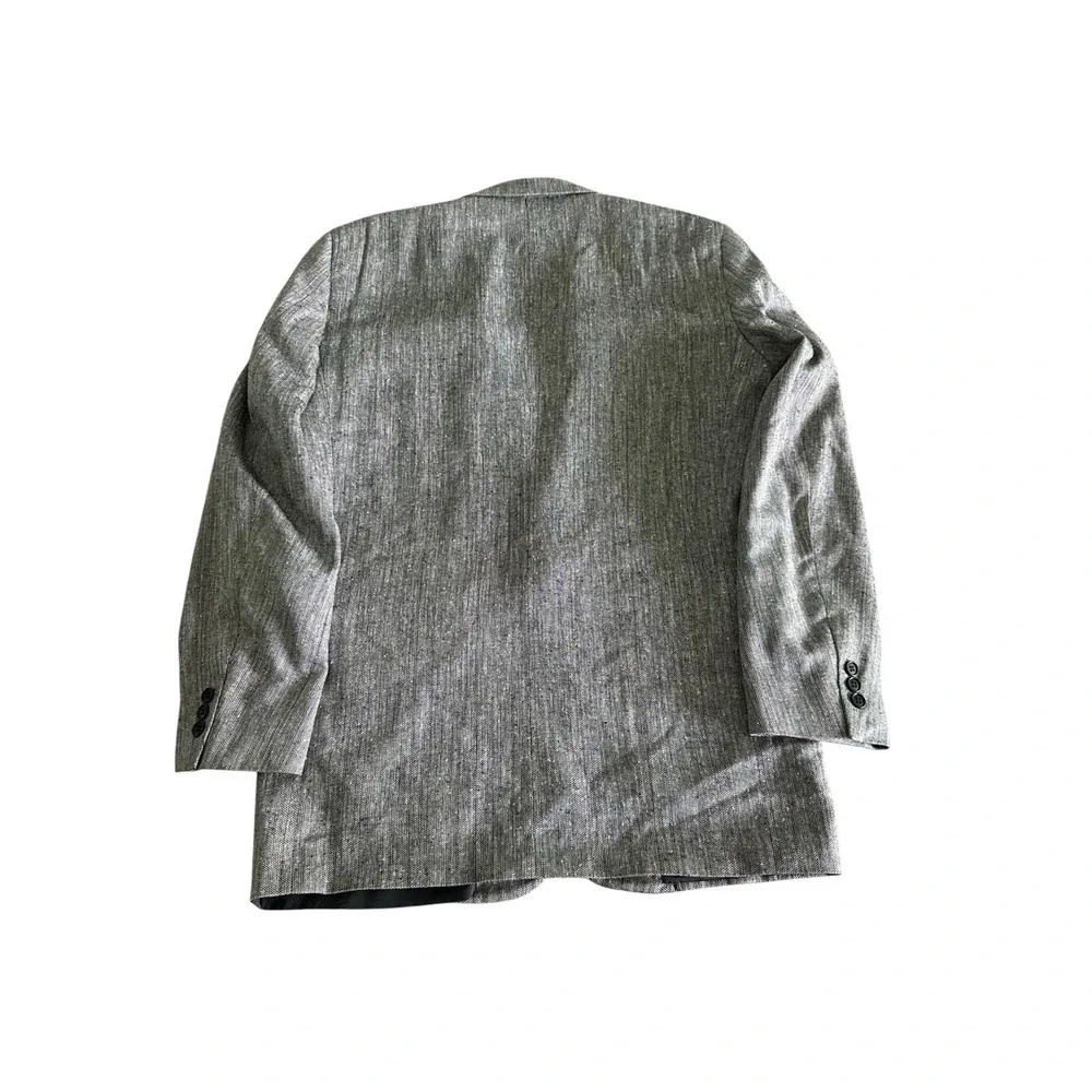 Pierre Balmain Blazer Mens 38L Gray 100% Silk Herringbone Two Button Sport Coat